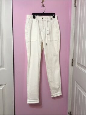 Judy Blue White High waist white denim Cuffed stretch pants JB88812 size 29